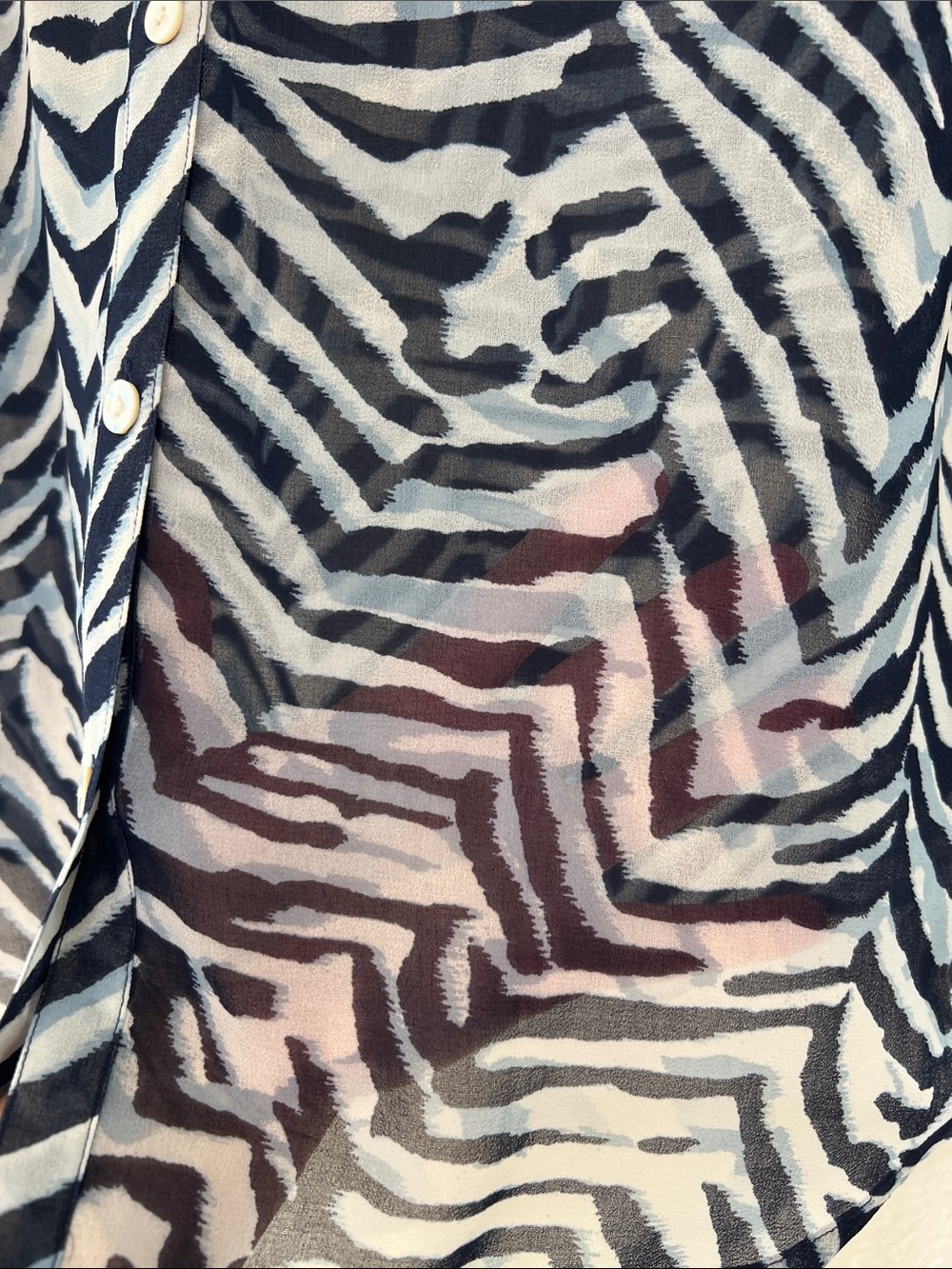 Chico’s Zebra Print Sheer Button-Front Blouse 3/3X - Picture 3 of 8
